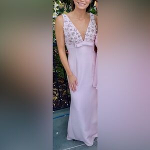 Mac Duggal Pink Embellished Maxi Dress